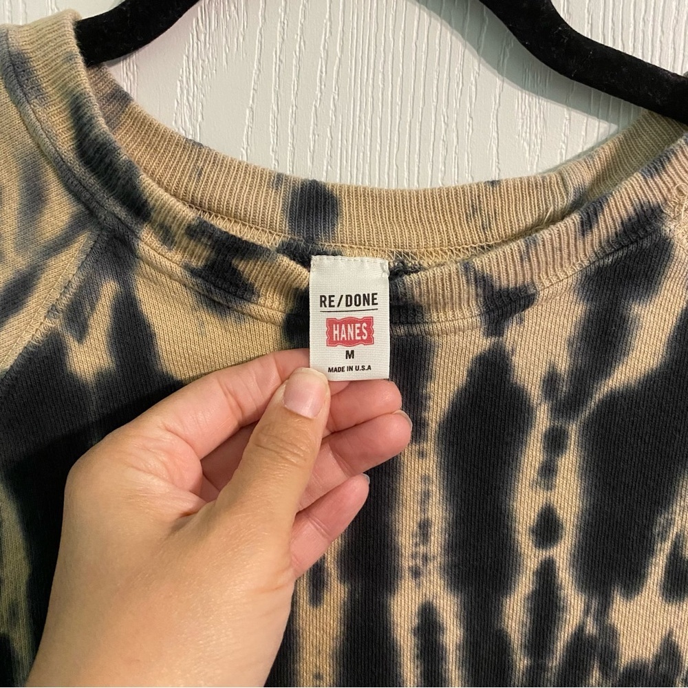 Re/Done X Hanes Tiger Dye Crew Neck Sweatshirt Bleached Distress Goth Alt Punk M - Picture 2 of 6